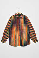 Рубашка мужская батальная коричневого цвета в полоску 175314T Бесплатная доставка