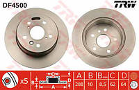 Тормозной диск задний невентилируемый, арт.: DF4500, Пр-во: TRW