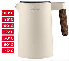 Чайник електричний дисковий ваніль 1,5 л Concept RK3304 Електрочайник на кухню пластик