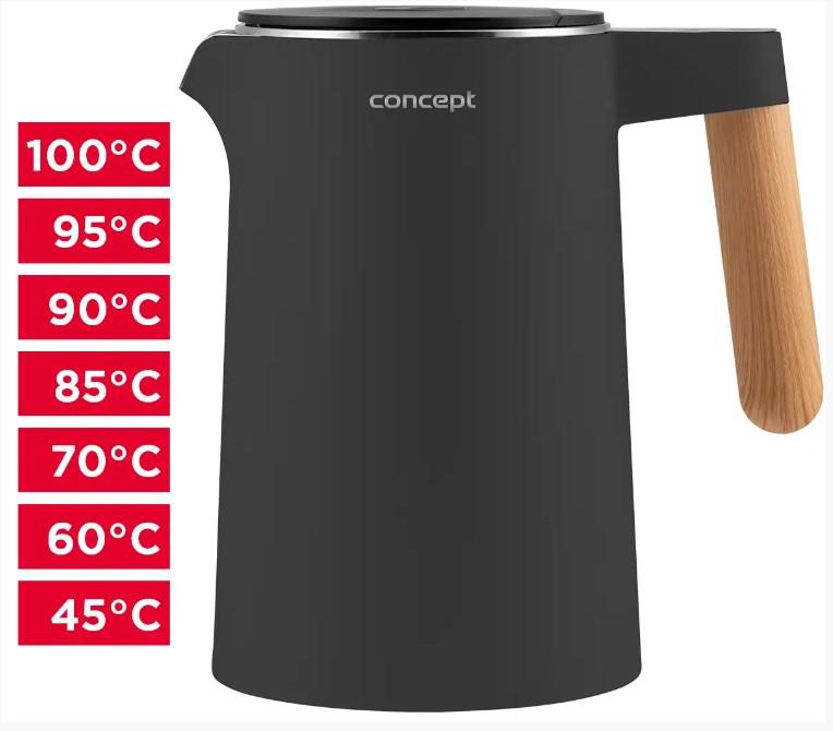 Чайник електричний дисковий 1,5 л Concept Salt & Pepper RK3302 Електрочайник на кухню пластик, фото 1