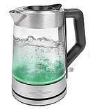 Чайник скляний прозорий з підсвічуванням 1,7 л 2200 Вт Profi Cook Скляні електричні чайники, фото 4