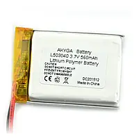 Аккумулятор Akyga 560 mAh 1S 3.7 V Li-Pol - 100 мм - кабель 40 x 30 x 5 мм