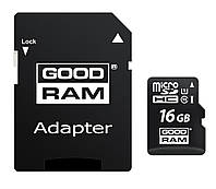 Картка пам'яті MicroSDHC 16 GB UHS-I Class 10 Goodram + SD-adapter (M1AA-0160R12) GM, код: 1901160