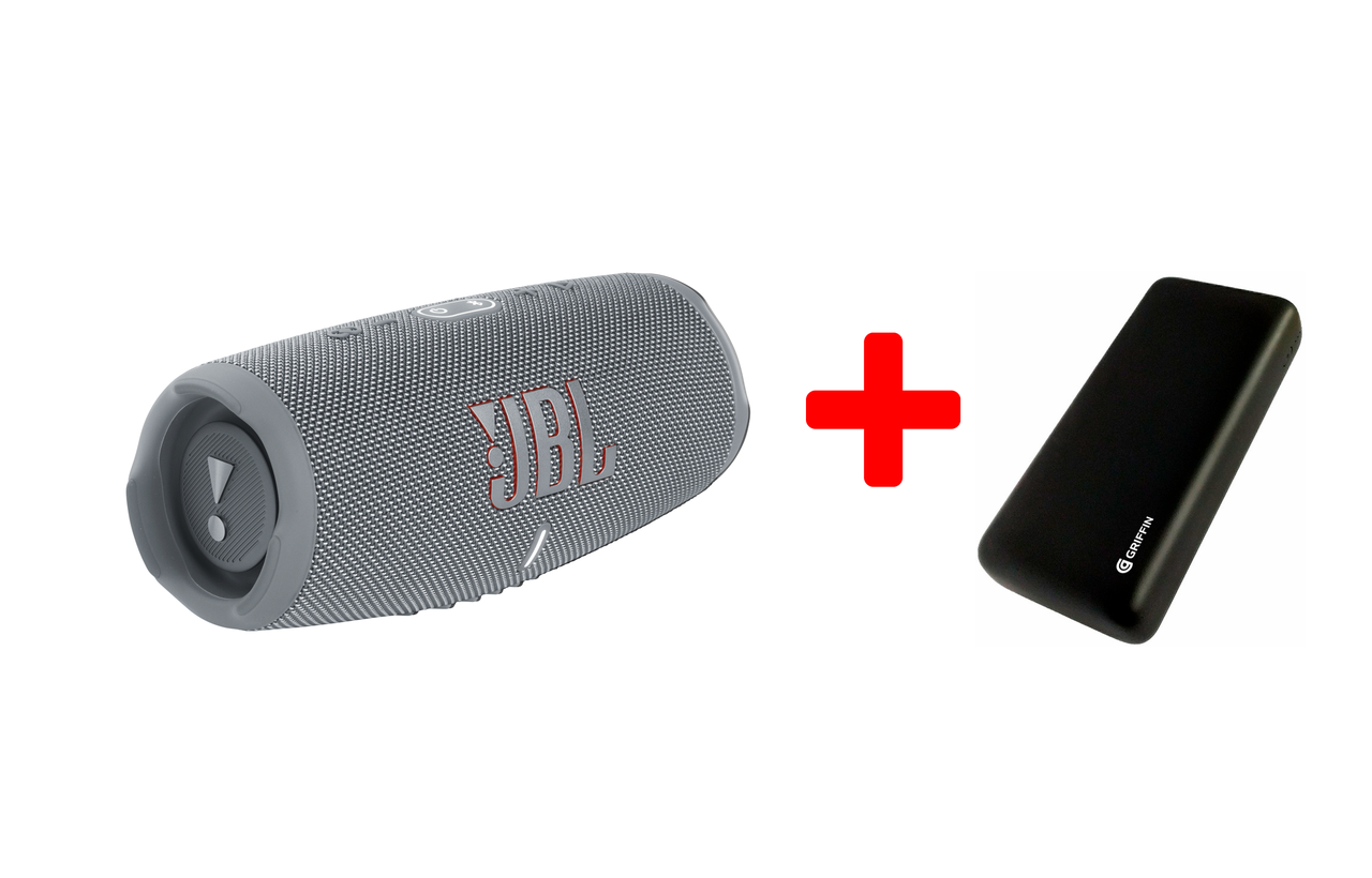 Bluetooth колонка та павербанк JBL Charge 5 (Grey) + Griffin 20000 mAh, фото 1