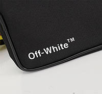Нагрудная сумка Off White черная с желтым ремнем с757 хорошее качество