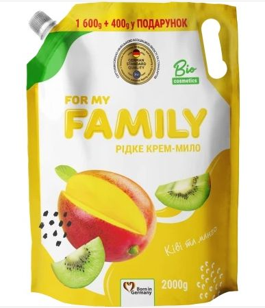 Жидкое мыло FAMILY Киви и манго 2000г (Doypack) Подходит для использования всей семьей, включая детей 723734 - фото 1 - id-p1732687013