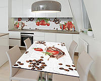 Наклейка 3Д виниловая на стол Zatarga «Клубника в кофейном шоко» 650х1200 мм для домов, кварт GL, код: 6511949