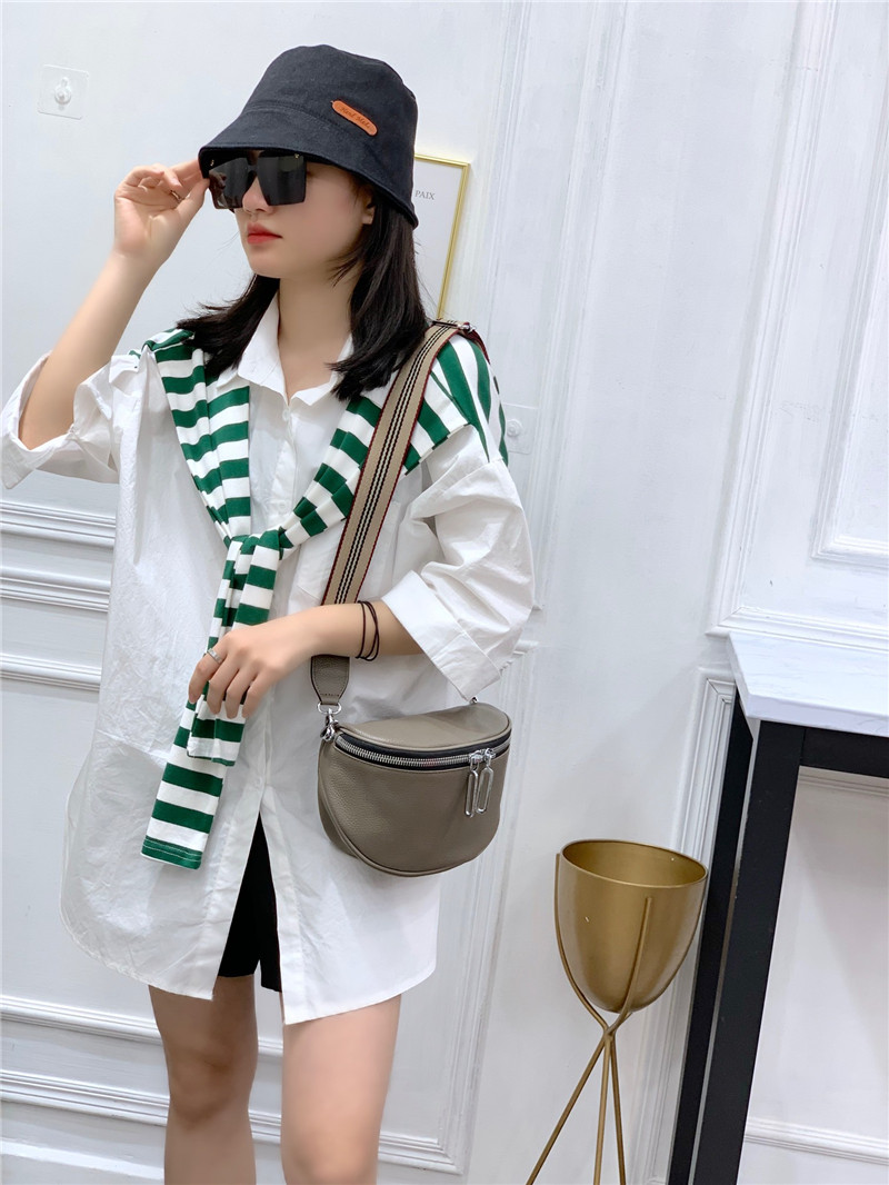 Шкіряна сумка бананка з широким текстильним ремінцем С01-КТ-329 Мокко, фото 1