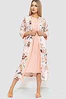 Комплект нічна сорочка + халат, колір персиковий, 219RX-7067