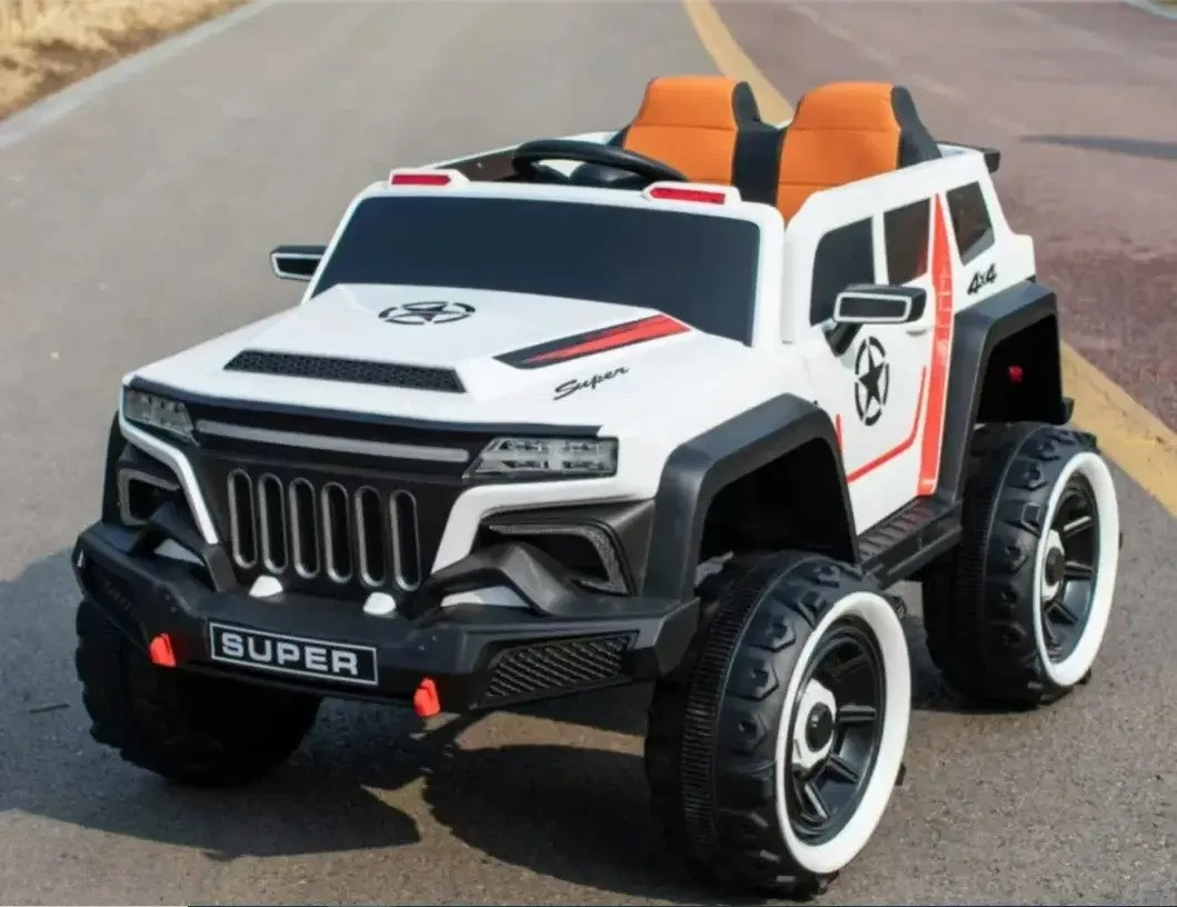 Дитячий електромобіль двомісний на акумуляторі Джип Bambi M 5802 з пультом р/у для дітей 3-8 років Білий, фото 1