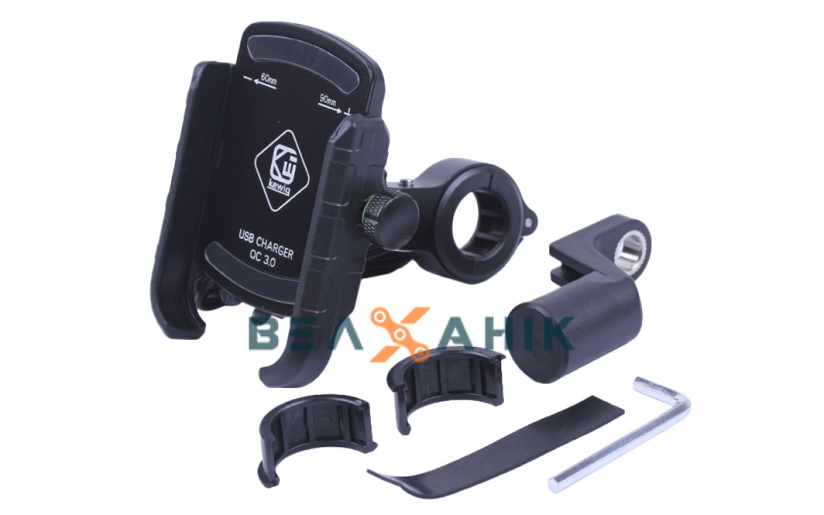 Тримач телефону (кріплення на кермо) M8C чорний (з зарядкою), фото 1