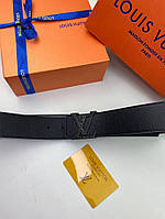 Ремень черный Louis Vuitton Taiga classic с черной пряжкой r141 хорошее качество