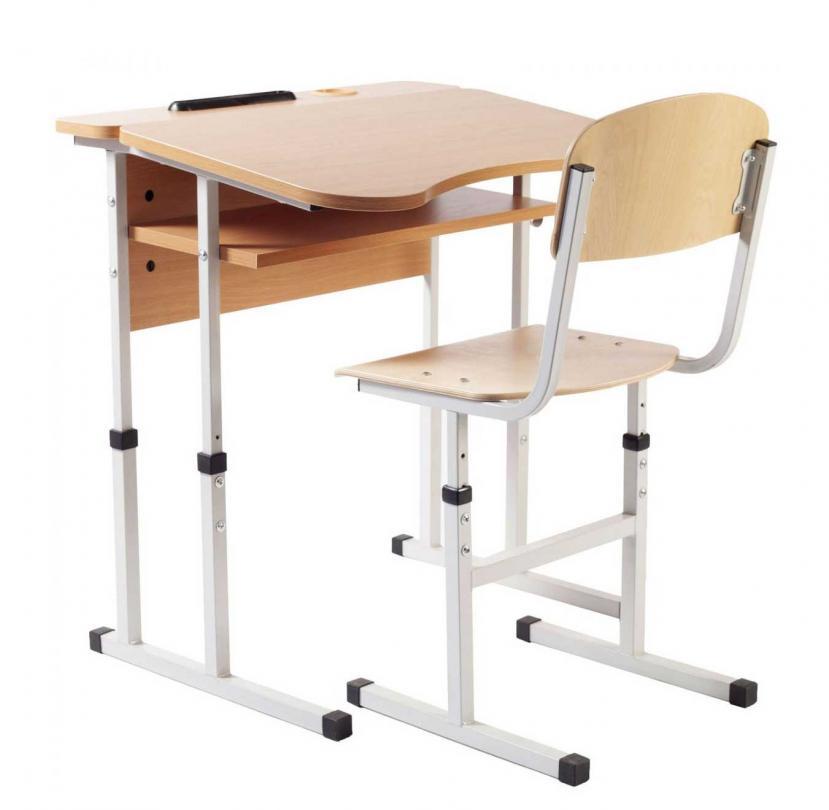 Комплект стол парта + стул ученический 1-местный антисколиозный с полкой регулируемый по высоте №4-6 - фото 5 - id-p1051632982