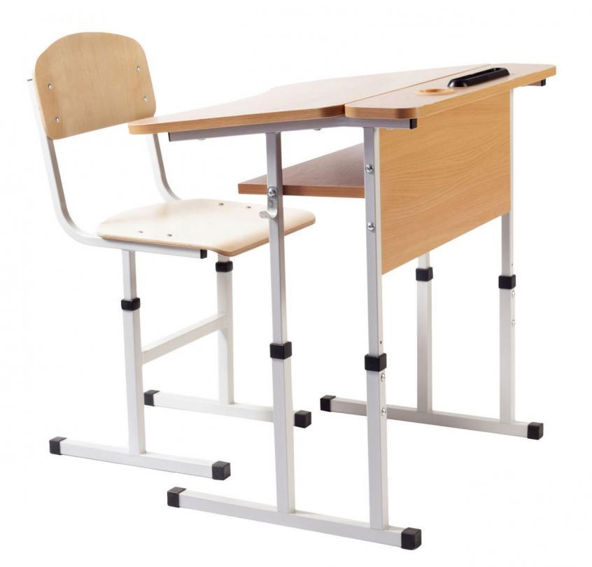 Комплект стол парта + стул ученический 1-местный антисколиозный с полкой регулируемый по высоте №4-6 - фото 6 - id-p1051632982