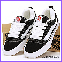 Кроссовки женские и мужские Vans Knu Skool Black White / кеды Ванс черные белые