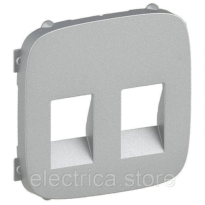 Накладка для аудіо розетки подвійна Valena ALLURE алюміній 755377, фото 1