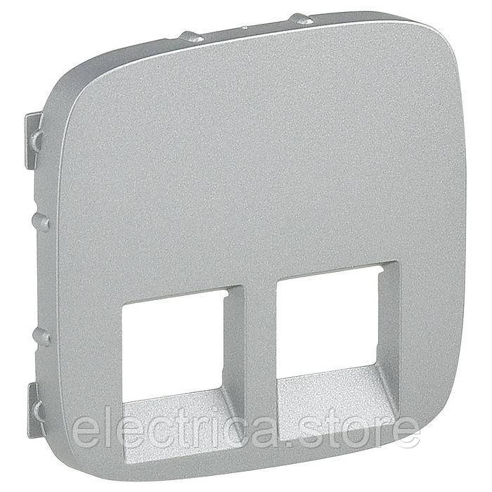 Накладка розетки подвійна Rj11/Rj45 Valena ALLURE алюміній 755427, фото 1
