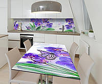 Наклейка виниловая на стол Zatarga Синие Орхидеи и бабочки 600х1200 мм MD, код: 5567171
