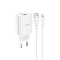 Сетевое зарядное устройство BOROFONE BN1 1USB 2.1A, кабель Lightning White