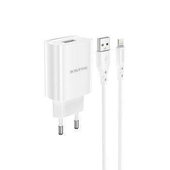 Зарядний пристрій BOROFONE BN1 1USB 2.1A, кабель Lightning White