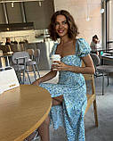 Жіноча літня сукня з розрізом Тканина софт принт дрібні квіти Розмір 42-44, 44-46, фото 6