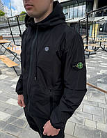 Куртка вітровка Stone Island чорна хорошее качество