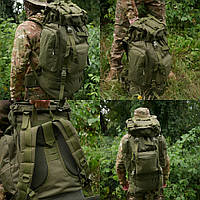 Тактический вместительный рюкзак 80л олива ВСУ военный прочный