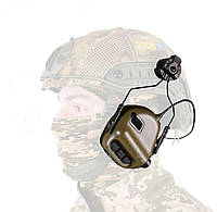 Тактические наушники Earmor M31Н стрелковые защитные активные с гарнитурой для шлема