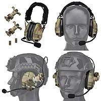 Тактические наушники HD-16 стрелковые защитные активные с гарнитурой для шлема