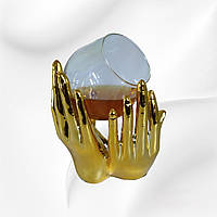 Бокал с подогревом для коньяка "Руки" (золото), коньячный набор