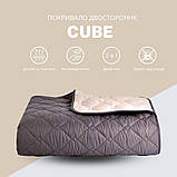 Покривало 140х210 см IDEIA стьобане двостороннє якісна стібка мікрофібра шоколад беж на ліжко диван, фото 2