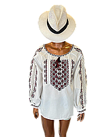 Вышиванка женская белая с ажурным кружевом Esq 5726, блузка с вышивкой в украинском стиле M