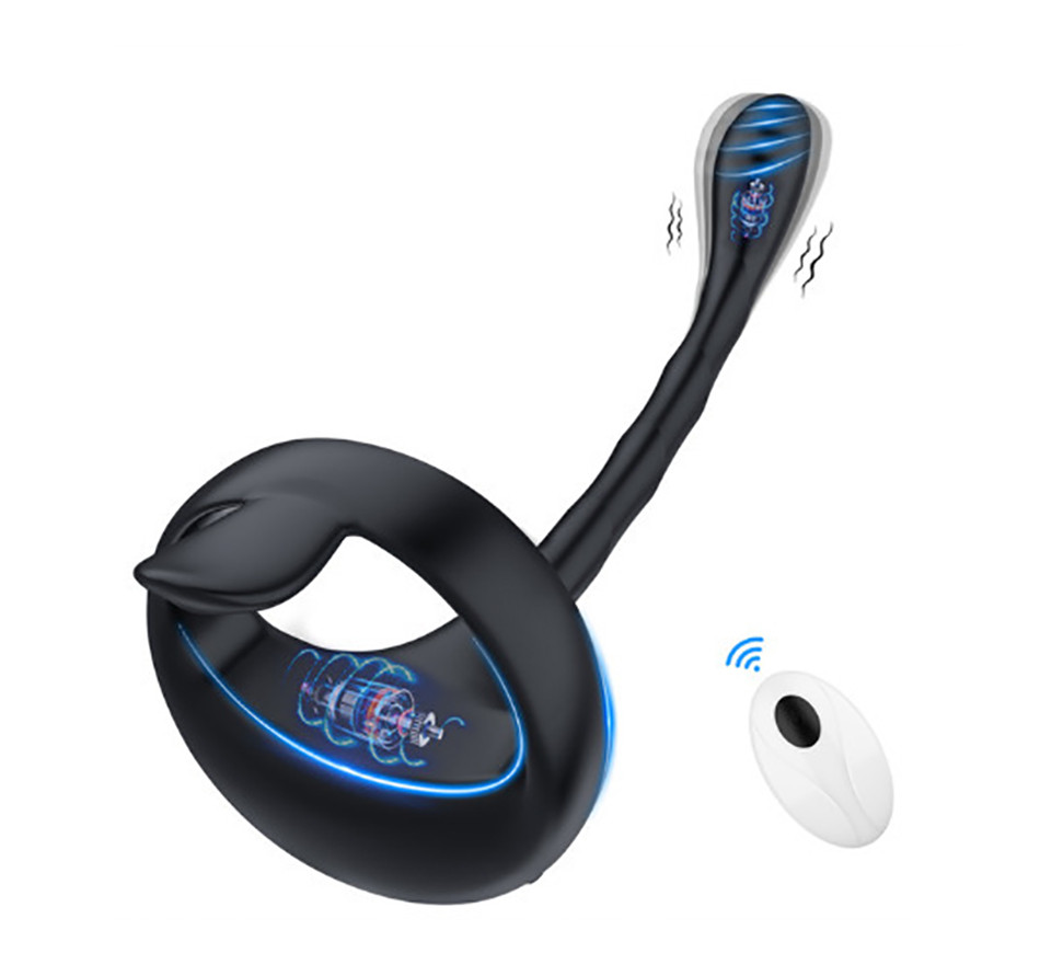 Ерекційне віброкільце з додатковою стимуляцією Stay Hard Dop та пультом ДУ. 10 режимів, фото 1