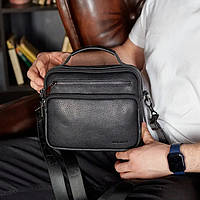 Черная мужская сумка из натуральной кожи через плечо BEXHILL BX-20459