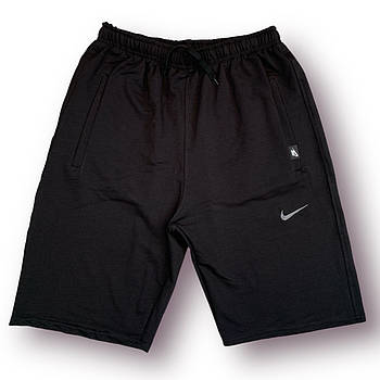Шорти чоловічі спортивні двонитка напівбатали пеньє Nike, розміри 50-58, чорні, 013340