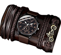 Мужские наручные часы + набор браслетов в мото стиле в подарок