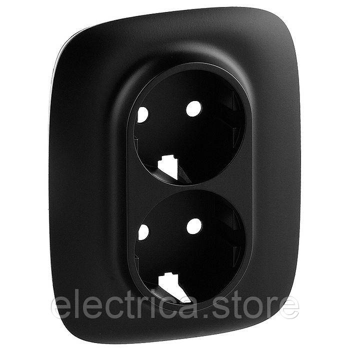 Накладка подвійної розетки с заземленням Valena ALLURE антрацит 754958, фото 1