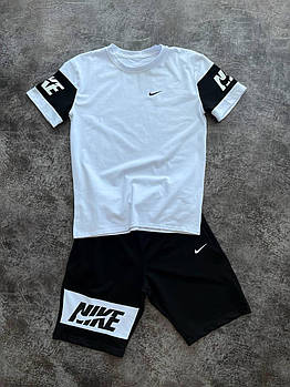Чоловічий літній костюм Nike Футболка + Шорти білий комплект Найк на літо
