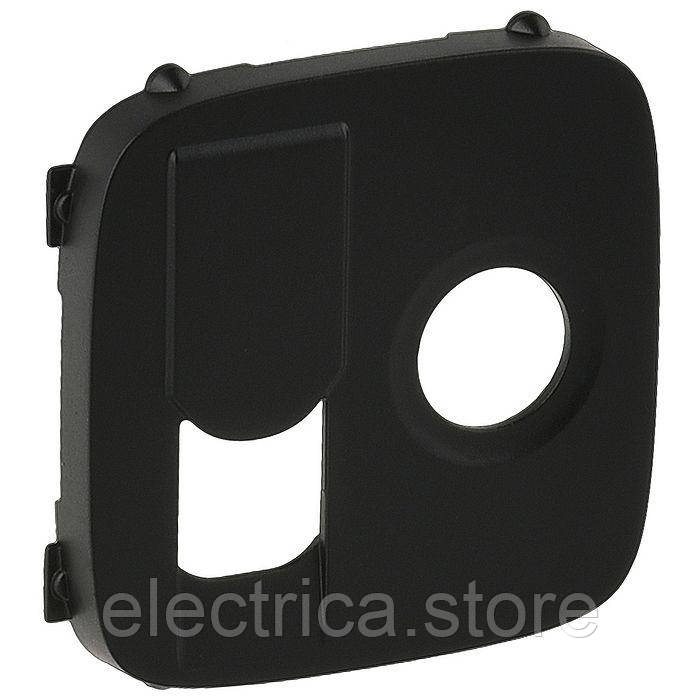 Накладка TV + RG45 розетки Valena ALLURE антрацит 754838, фото 1