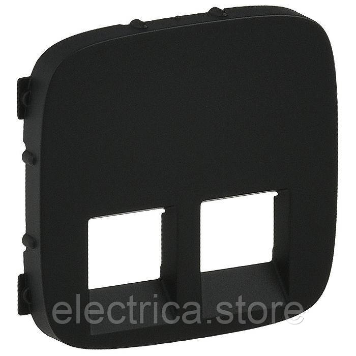 Накладка розетки подвійна Rj11/Rj45 Valena ALLURE антрацит 755428, фото 1