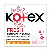 Ежедневные гигиенические прокладки Kotex Fresh, 2 капли, 56 шт