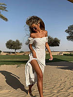 Легкое комфортное женское платье макси идеальная посадка софт (белый голубой малиновый) размер 42-44 46-48
