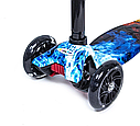 Дитячий триколісний самокат Scale Scooter Maxi до 60 кг + колеса, що світяться (Вогонь і лід), фото 4