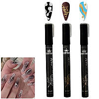 Ручка (фломастер, маркер) зеркальная Chrom metal nail pen Дизайнер - для дизайна, росписи ногтей, френча