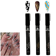Ручка (фломастер, маркер) дзеркальна Chrom metal nail pen Дизайнер - для дизайну, розпису нігтів, френча