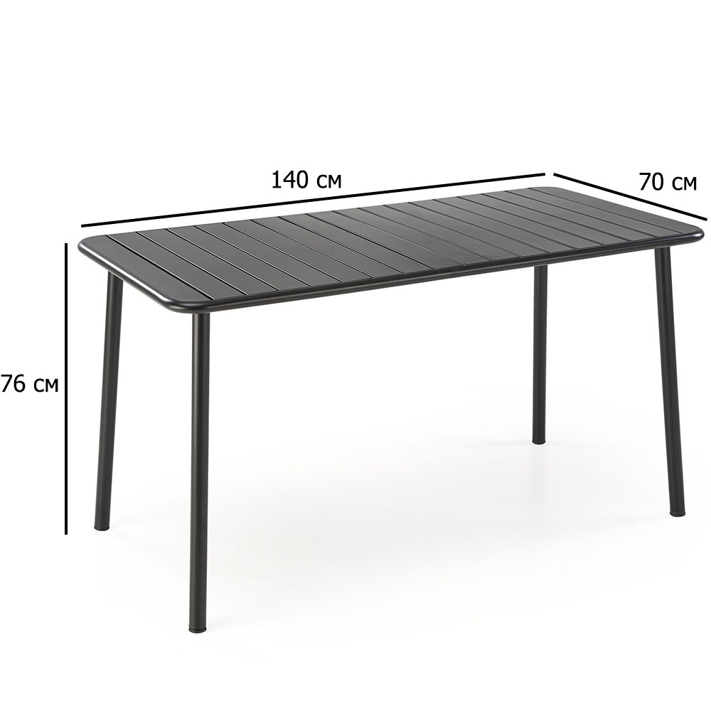 Обідній стіл для вулиці Bosco 140х70 см чорний прямокутний на чотирьох ніжках, фото 1