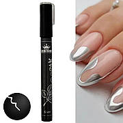 Ручка (фломастер, маркер) дзеркальна Chrom metal nail pen Дизайнер - для дизайну, розпису нігтів, френча Silver
