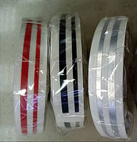 Виниловые наклейки двойные молдинги красный, белый, хром и черный 100х1 см комплект 8 шт.