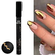 Ручка (фломастер, маркер) дзеркальна Chrom metal nail pen Дизайнер - для дизайну, розпису нігтів, френча Bronze