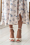 Жіночна міді штапельна сукня Флорет-літо з коміром та кишенями 42-56 розміри різні кольори молоко, фото 3